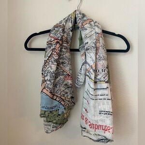 One Hundred Stars London 1932 Map Scarf Modal Viscose Oversized Wrap